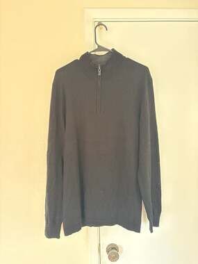 Joseph Abboud Extra Fine Merino Wool 1/4 Zip Pullover Sweater Black XLT